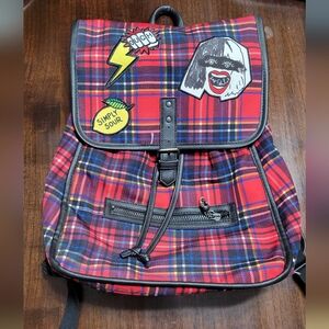 Disney Cruella Red Plaid Patch Backpack